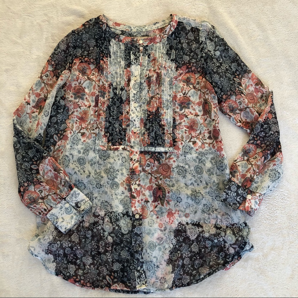Loft Long Sleeve Floral Button Down Blouse